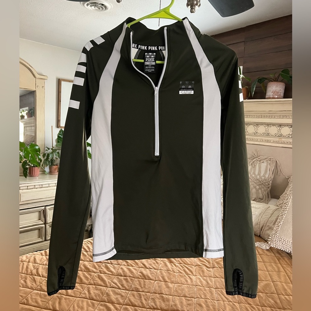 Pink Victorias Secret Quarter Zip Jacket Green White Women S